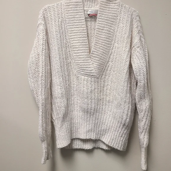 Anthropologie Pilcro Joyce Wool Blend Cable Knit Sweater in Cream Size S - Picture 3 of 7